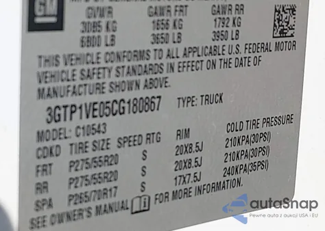 2012 GMC Sierra 1500 Sle z USA, uszkodzony, nr VIN 3GTP1VE05CG180867